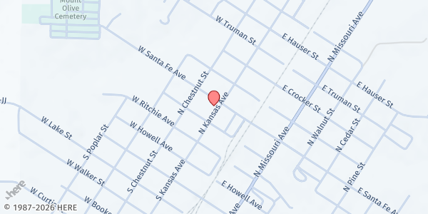 Map showing Marceline United Methodist Church at 321 N Kansas Ave, Marceline, MO