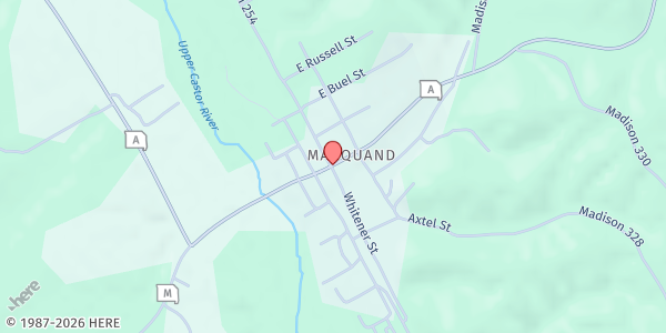 Map showing Marquand First Baptist Church at 100 Morley Street, Marquand, MO