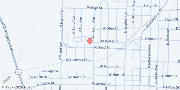 Map showing Northwest Elementary, Marshall at 411 Benton, Marshall, MO