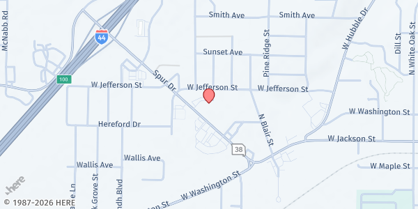 Map showing Kingdom Church - Marshfield at 1235 Spur Drive, Marshfield, MO