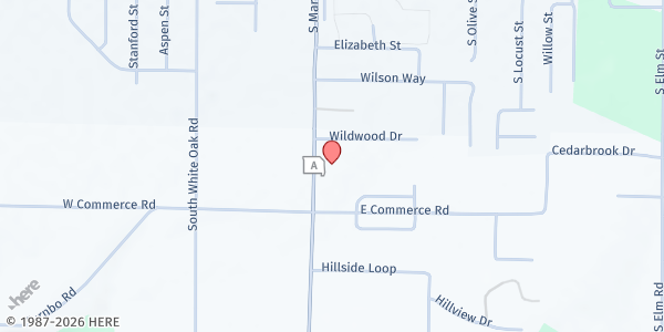 Map showing Marshfield Christian Church - Bread of Life at 1061 State Hwy. A, Marshfield, MO