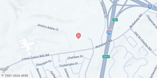 Map showing Grace Church STL at 2695 Creve Coeur Mill Rd., Maryland Heights, MO