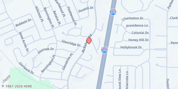 Map showing Loaves & Fishes for St. Louis - Maryland Heights at 2750 McKelvey Rd., Maryland Heights, MO