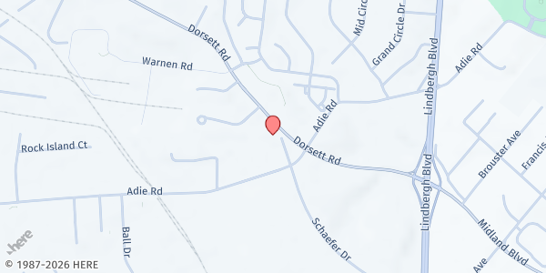 Map showing Stafford Foundation at 11352 Dorsett Rd., Maryland Heights, MO