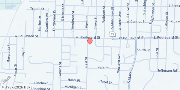Map showing Eugene Field Elementary at 704 W Boulevard St., Mexico, MO