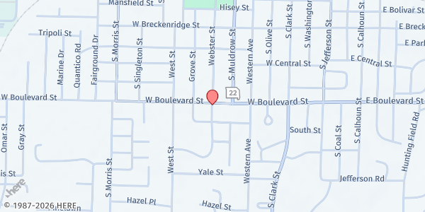 Map showing Eugene Field Elementary at 704 W Boulevard St., Mexico, MO