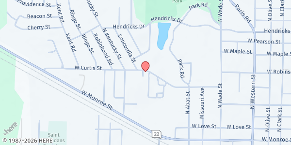 Map showing Hawthorne Elementary at 1250 W Curtis St., Mexico, MO