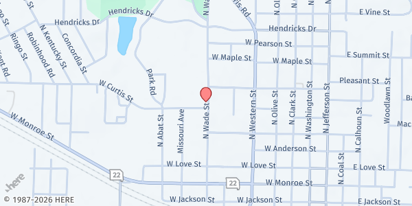 Map showing Mexico High School at 639 N Wade St., Mexico, MO