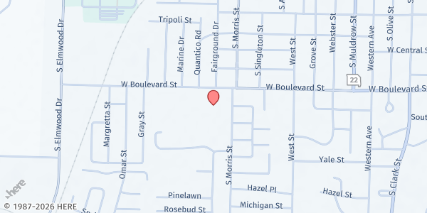 Map showing Mexico Middle School at 1200 W Boulevard St., Mexico, MO