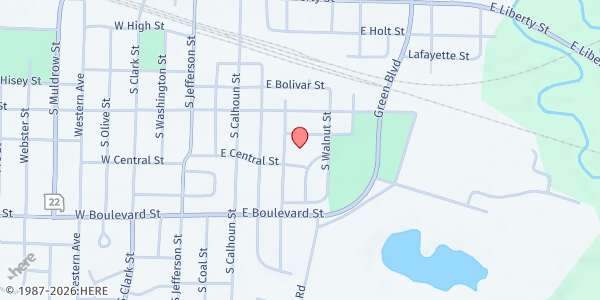 Map showing Mexico Senior Center at 606 E. Park St., Mexico, MO