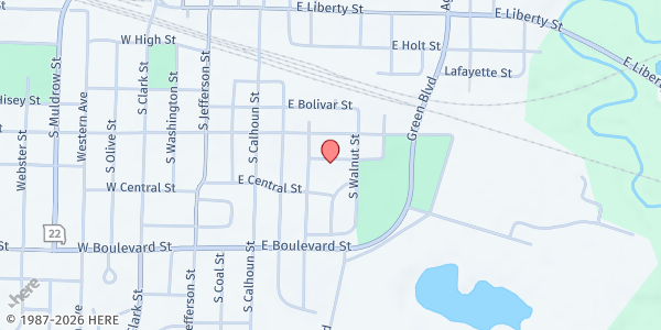 Map showing Mexico Senior Center, Inc. at 606 E Park St., Mexico, MO