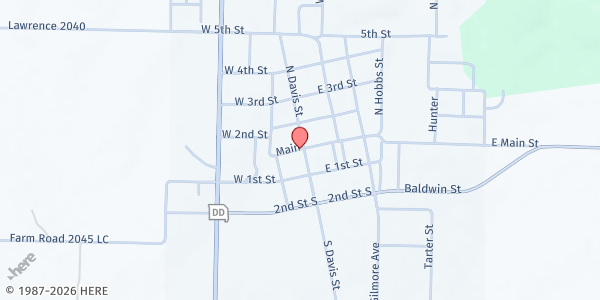 Map showing Miller Christian Services Center at 111 West Main Street, Miller, MO
