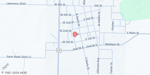 Map showing Miller Christian Services Center at 111 W. Main St., Miller, MO