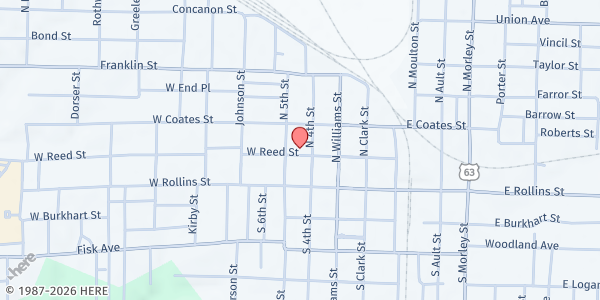 Map showing Community Kitchen at 411 West Reed St, Moberly, MO