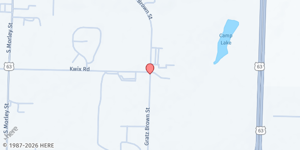 Map showing Early Childhood Learning Center, Moberly at 1199 Kwix Rod, Moberly, MO
