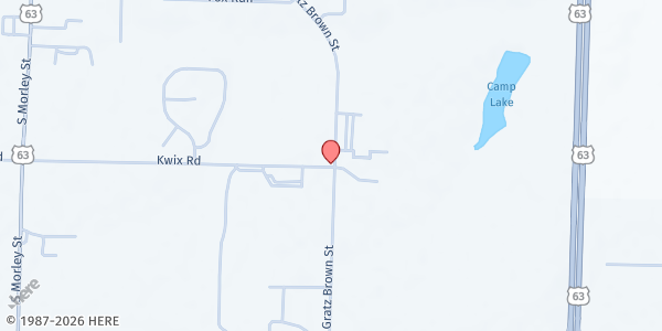 Map showing Early Childhood Learning Center, Moberly at 1199 Kwix Rod, Moberly, MO