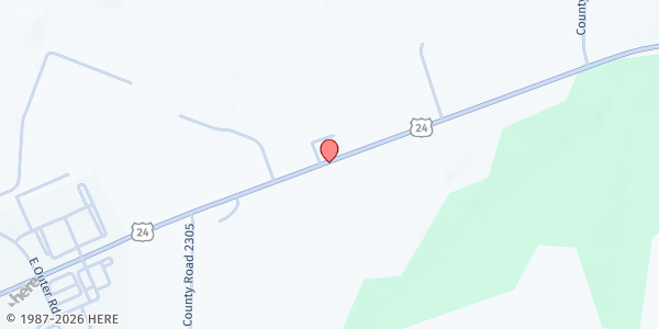 Map showing Family Life Fellowship Dream Center at 1614 Highway 24 E, Moberly, MO