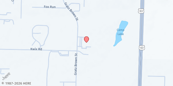 Map showing Gratz Brown Elementary at 1320 Gratz-Brown St., Moberly, MO