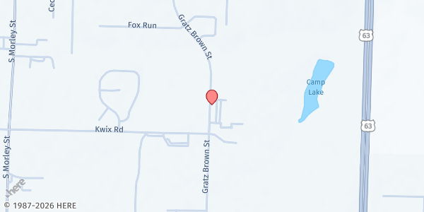 Map showing Gratz Brown Elementary at 1320 Gratz-Brown St., Moberly, MO