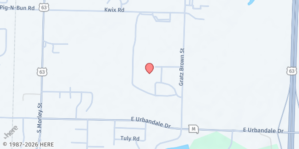 Map showing Moberly High School at 1625 Gratz Brown Rd, Moberly, MO