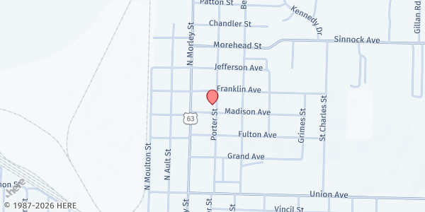 Map showing North Park Elementary at 909 Porter Street, Moberly, MO