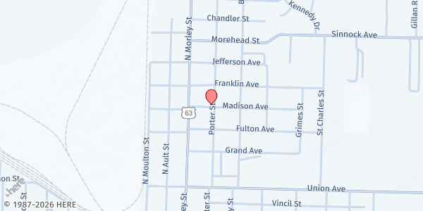 Map showing North Park Elementary at 909 Porter Street, Moberly, MO