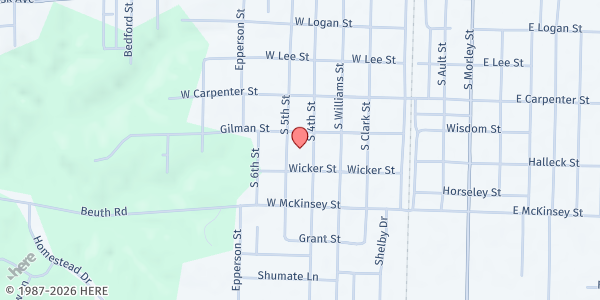 Map showing South Park Elementary at 701 S. 4th Street, Moberly, MO