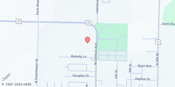 Map showing Monett Community Kitchen and Food Pantry at 1600 N. Central Ave., Monett, MO
