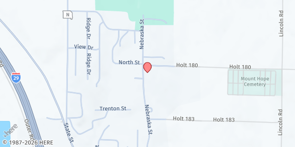 Map showing Community Services - Mound City at 1530 Nebraska St., Mound City, MO