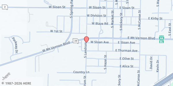 Map showing St. Susanne Catholic Church at 700 W Sloan Ave, Mount Vernon, MO