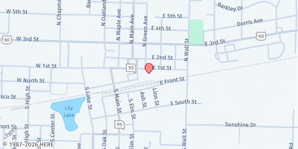 Map showing Mountain Grove Love Center at 304 East 1st Street, Mountain Grove, MO
