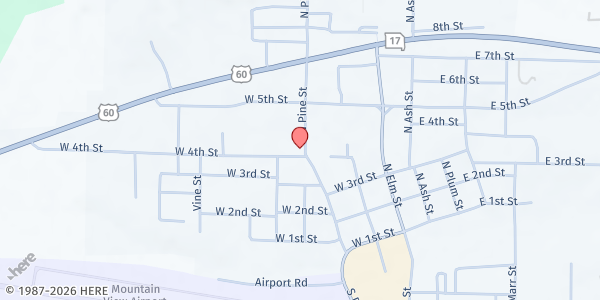 Map showing Church of the Nazerene Mtn.View Mo at 300 W 4th St, Mountain View, MO