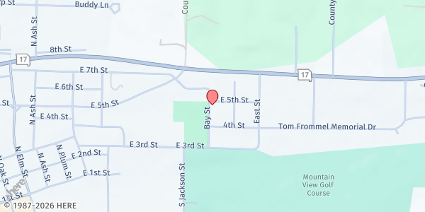 Map showing SWMOA Mountain View Senior Center - Food Distribution Center at 903 E 5th St, Mountain View, MO