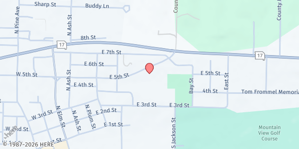 Map showing United Methodist Church - Mountain View at 609 E 5th St, Mountain View, MO