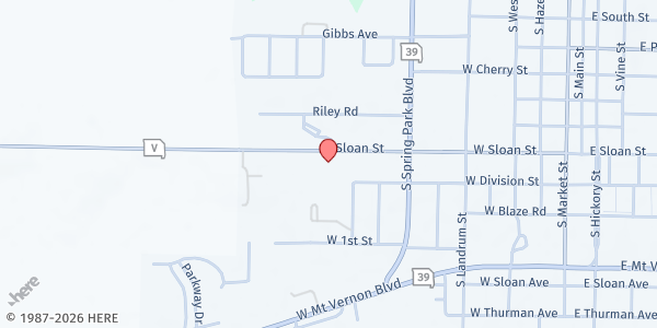 Map showing St. Susanne Catholic Church at 720 W. Sloan St., Mt Vernon, MO