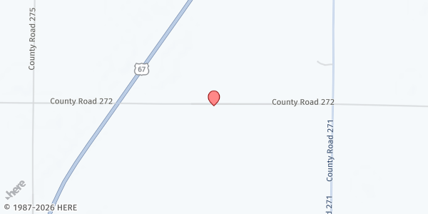 Map showing SHEPHERD FOLD CHURCH at 1949 County Road 272, Neelyville, MO