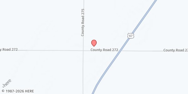 Map showing Shepherd's Fold Church at 1961 Co. Rd. 272, Neelyville, MO