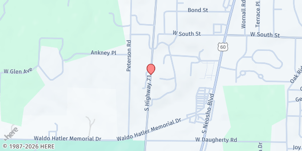 Map showing Help Center at 1321 North Business Interstate 49, Neosho, MO