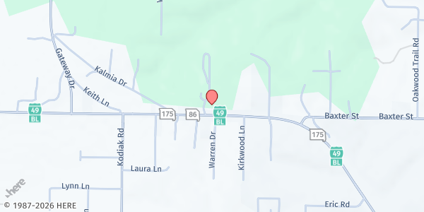 Map showing The Help Center at 1321 Business Highway 49, Neosho, MO