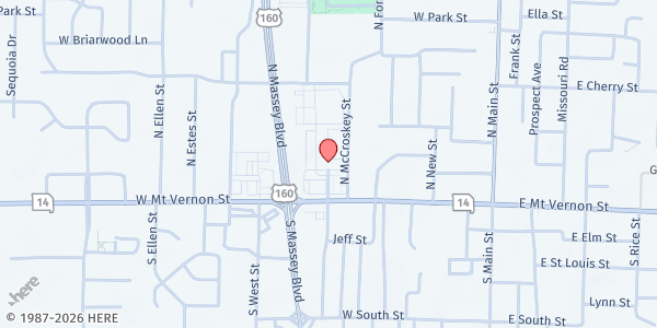 Map showing Refuge Church at 220 N Massey Blvd, Nixa, MO