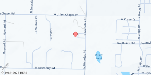 Map showing Union Hill Church at 865 N Nicholas Rd, Nixa, MO