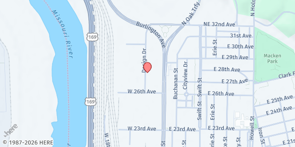 Map showing House of Hope Midwest at 21 Design Dr., North Kansas City, MO