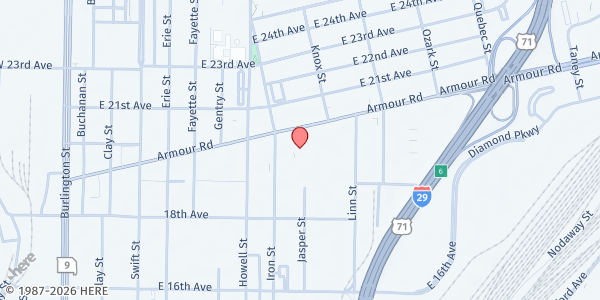 Map showing North Kansas City YMCA at 1999 Iron Street, North Kansas City, MO