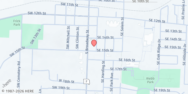 Map showing Community Services League (CSL) - Oak Grove at 1408 SE Austin Street, Oak Grove, MO