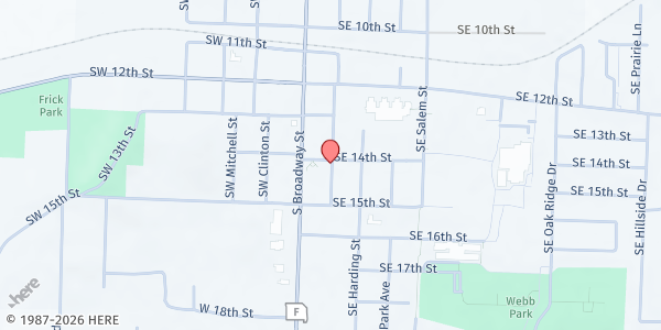 Map showing CSL-Oak Grove at 1408 SE Austin Street, Oak Grove, MO
