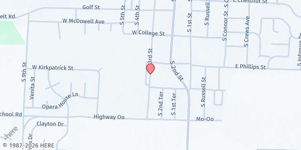 Map showing Saint George Catholic Church at 714 South 3rd Street, Odessa, MO