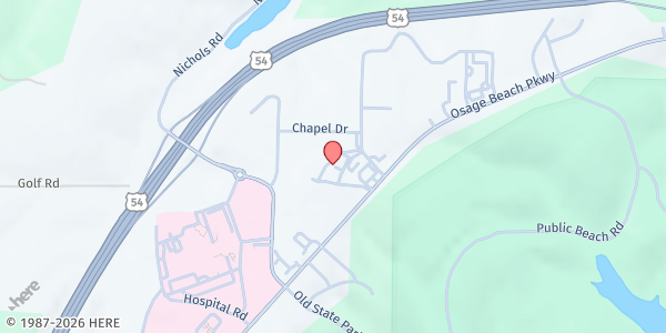 Map showing Hope Lutheran Chapel at 5709 Osage Beach Pkwy, Osage Beach, MO