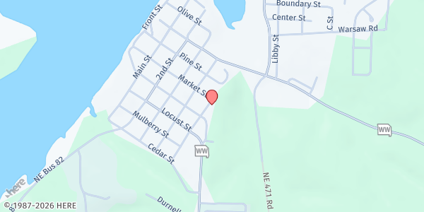 Map showing Saint Clair County Food Banc - Food Distribution Center at 510 5th St, Osceola, MO