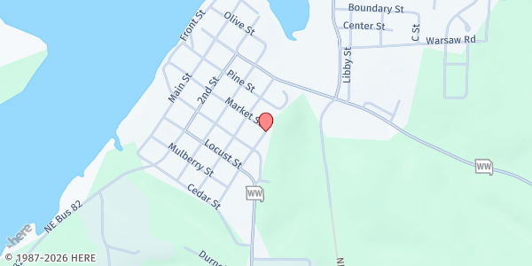 Map showing St. Clair County Food Banc at 510 5th St., Osceola, MO