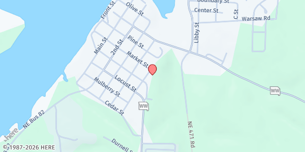 Map showing St. Clair County Food Bank at 425 Market Street, Osceola, MO